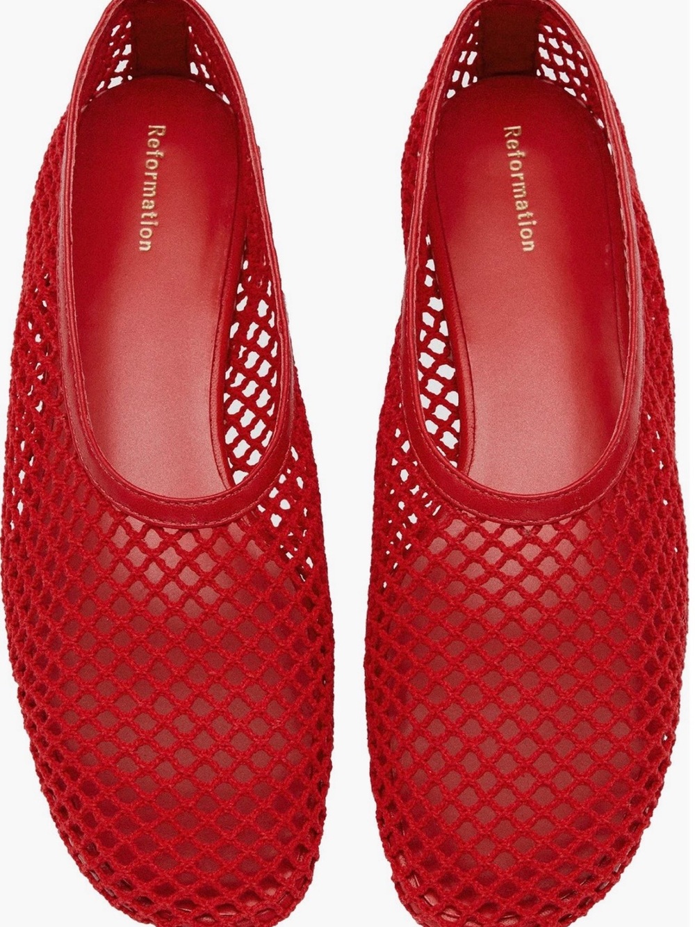 Reformation Britt Mesh Ballet Flat - Lipstick Crochet Size 8